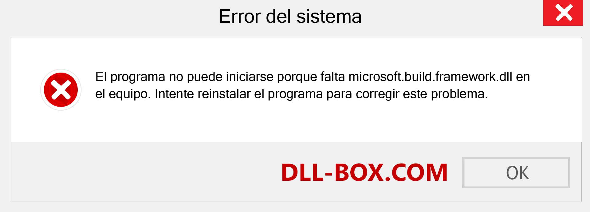 ¿Falta el archivo microsoft.build.framework.dll ?. Descargar para Windows 7, 8, 10 - Corregir microsoft.build.framework dll Missing Error en Windows, fotos, imágenes