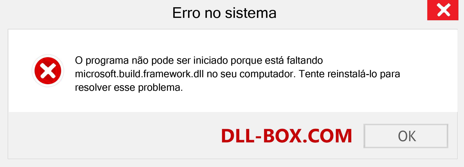 Arquivo microsoft.build.framework.dll ausente ?. Download para Windows 7, 8, 10 - Correção de erro ausente microsoft.build.framework dll no Windows, fotos, imagens